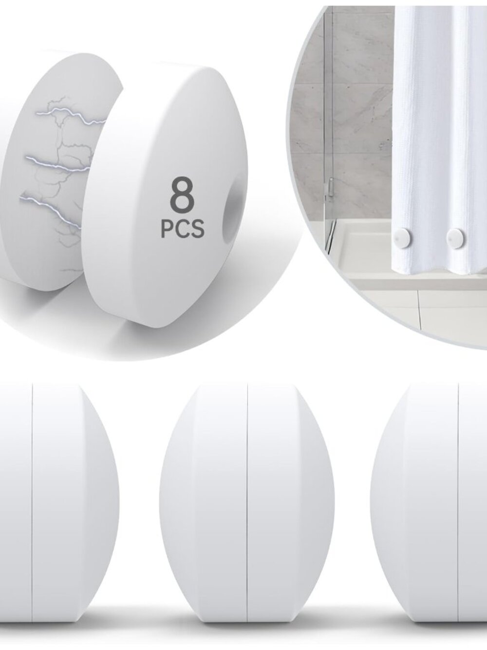 Shower Curtain Weights - Silicone Fully Wrapped Rustproof Shower Curtain Magnets